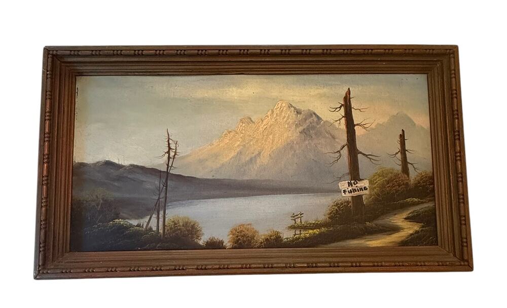 Vintage Framed Rustic Oil on Board Landscape - “Mount Whitney in California”